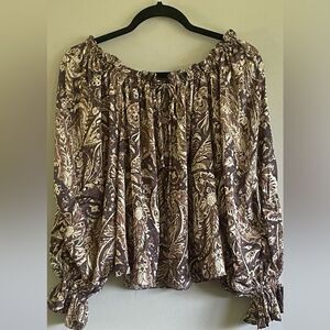 Dress Forum Floral Paisley Boho Poet’s sleeves Cropped Blouse Size Medium